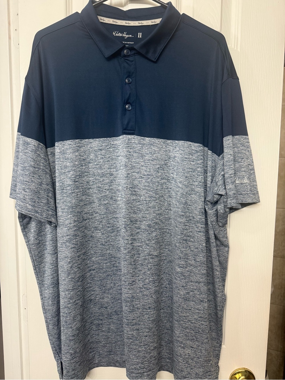 Walter Hagen Men's Two-Tone Navy & Heather Polo